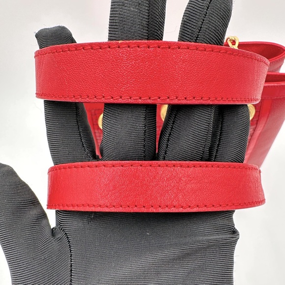 Authentic Bally Red Woven & Pebbled Leather Shoulder Bag - Picture 6 of 16